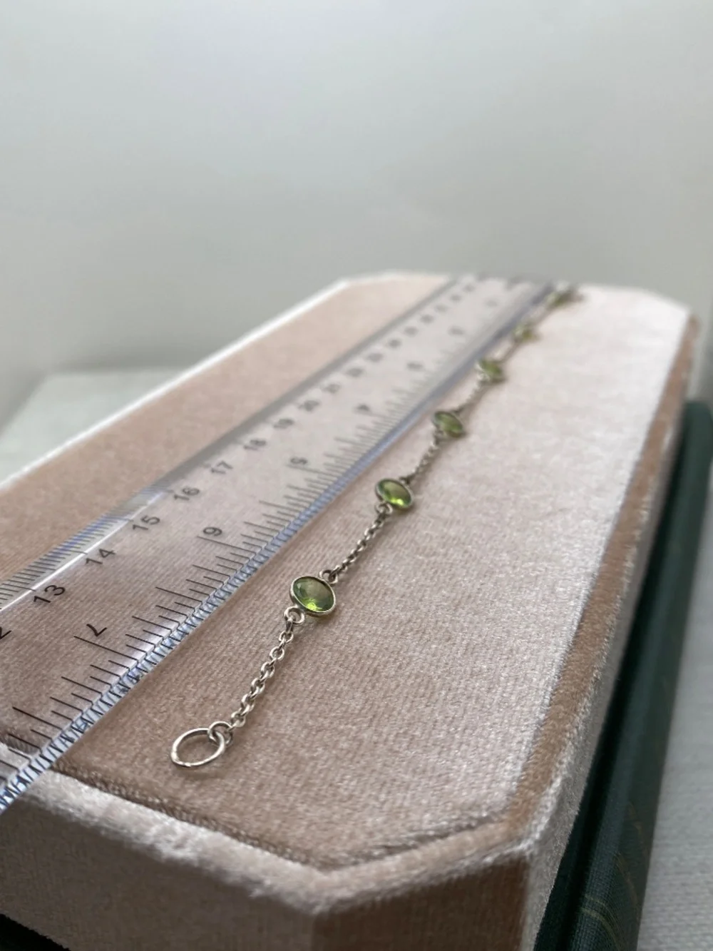 Vintage 925 Sterling Silver Genuine Peridot Station Bracelet Green Gemstone 7